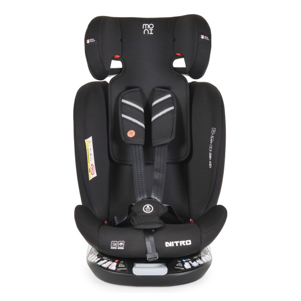 Scaun auto 0-36 kg cu Isofix Moni Nitro Gri, Sezut Rotativ 360° si pozitie de somn, varsta recomandata 0-12 ani, Protectie impact lateral SPS