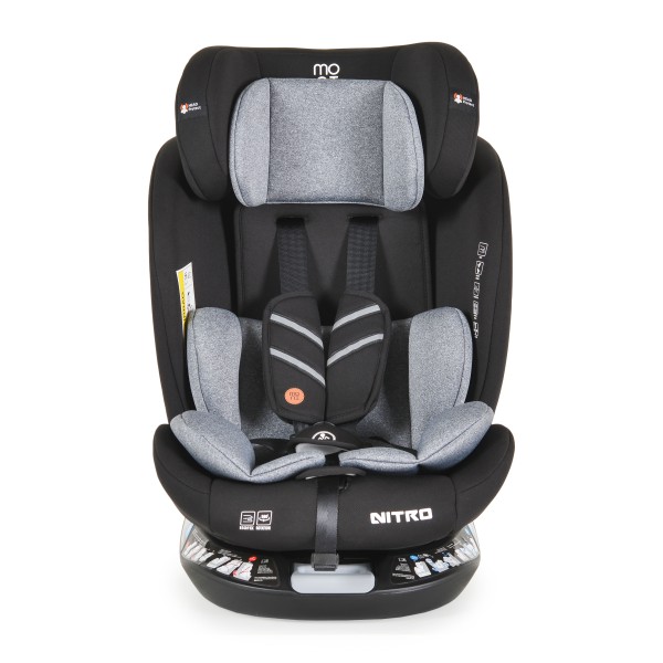 Scaun auto 0-36 kg cu Isofix Moni Nitro Gri, Sezut Rotativ 360° si pozitie de somn, varsta recomandata 0-12 ani, Protectie impact lateral SPS