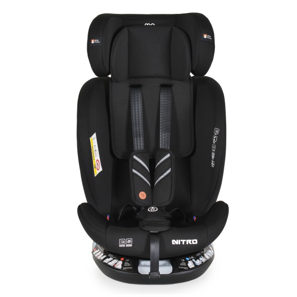 Scaun auto 0-36 kg cu Isofix Moni Nitro Negru, Sezut Rotativ 360° si pozitie de somn, varsta recomandata 0-12 ani, Protectie impact lateral SPS