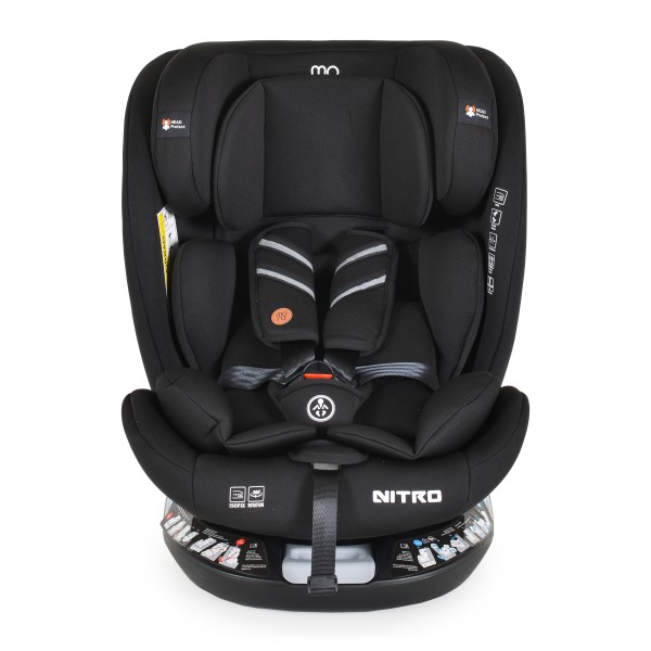 Scaun auto 0-36 kg cu Isofix Moni Nitro Negru, Sezut Rotativ 360° si pozitie de somn, varsta recomandata 0-12 ani, Protectie impact lateral SPS