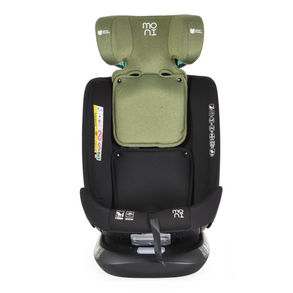 Scaun auto 0-36 kg cu isofix Moni Serengeti Verde, Sezut Rotativ 360° si pozitie de somn, varsta recomandata 0 - 12 ani