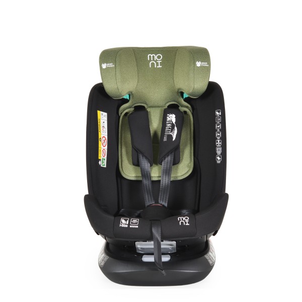 Scaun auto 0-36 kg cu isofix Moni Serengeti Verde, Sezut Rotativ 360° si pozitie de somn, varsta recomandata 0 - 12 ani