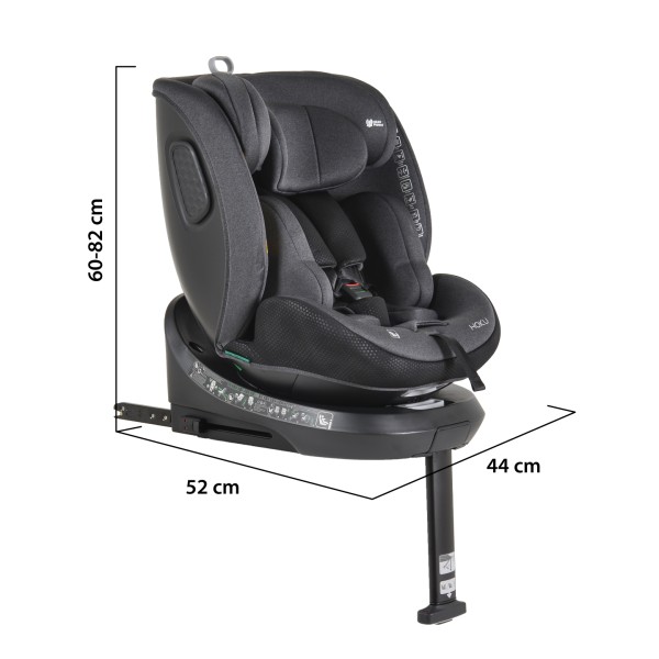 Scaun Auto cu Isofix pentru copii 0-36 Kg, Cangaroo Hoku Negru 40-150cm, Rotativ 360 Grade, Pozitie de Somn, Picior Suport, Protectie la Impact Lateral