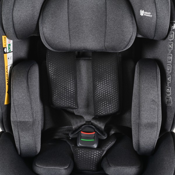 Scaun Auto cu Isofix pentru copii 0-36 Kg, Cangaroo Hoku Negru 40-150cm, Rotativ 360 Grade, Pozitie de Somn, Picior Suport, Protectie la Impact Lateral