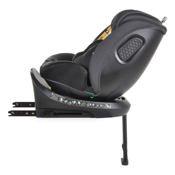 Scaun Auto cu Isofix pentru copii 0-36 Kg, Cangaroo Hoku Negru 40-150cm, Rotativ 360 Grade, Pozitie de Somn, Picior Suport, Protectie la Impact Lateral