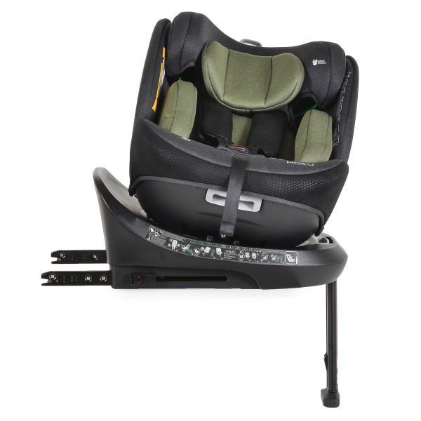 Scaun Auto cu Isofix pentru copii 0-36 Kg, Cangaroo Hoku Olive Green 40-150cm, Rotativ 360 Grade, Pozitie de Somn, Picior Suport, Protectie la Impact Lateral