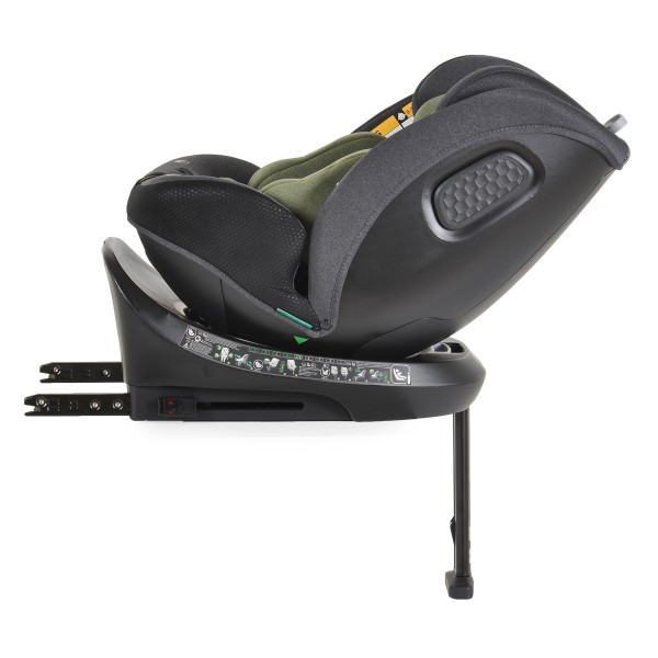 Scaun Auto cu Isofix pentru copii 0-36 Kg, Cangaroo Hoku Olive Green 40-150cm, Rotativ 360 Grade, Pozitie de Somn, Picior Suport, Protectie la Impact Lateral