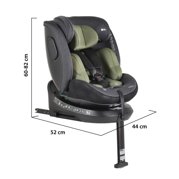 Scaun Auto cu Isofix pentru copii 0-36 Kg, Cangaroo Hoku Olive Green 40-150cm, Rotativ 360 Grade, Pozitie de Somn, Picior Suport, Protectie la Impact Lateral