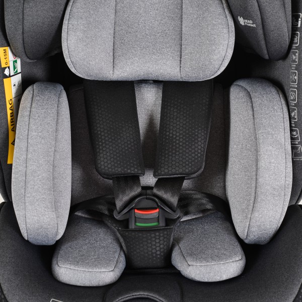 Scaun Auto cu Isofix pentru copii 0-36 Kg, Cangaroo Hoku Gri 40-150cm, Rotativ 360 Grade, Pozitie de Somn, Picior Suport, Protectie la Impact Lateral