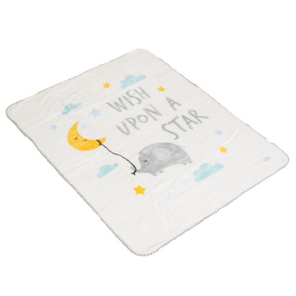 Patura Pufoasa pentru Bebelusi, Cangaroo Softy Wish upon a star white, Dimensiune 110x140 cm, Varsta 0 luni +