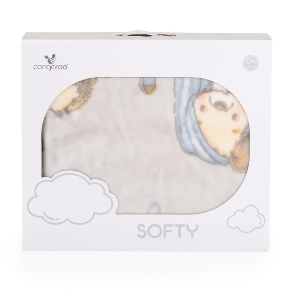 Patura Pufoasa pentru Bebelusi, Cangaroo Softy Lovely day grey, Dimensiune 110x140 cm, Varsta 0 luni +