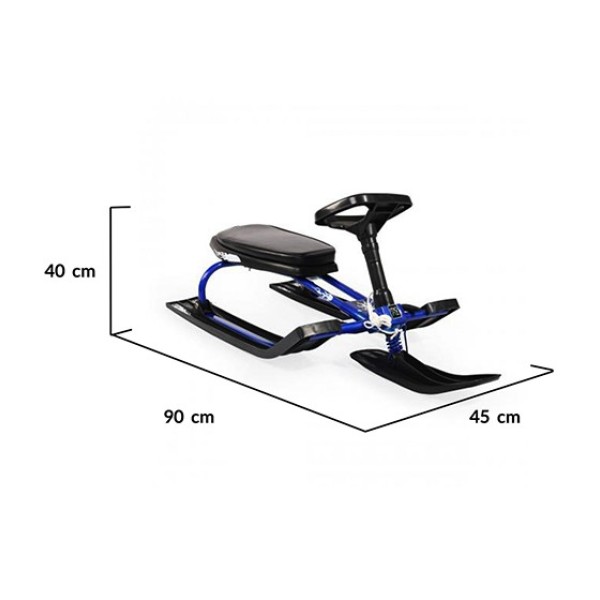 Sanie tip Bob pentru copii, Moni Snowy Albastru, Cadru metalic, Dimensiune 90 x 40 x 45 cm, Varsta minima 3 ani +