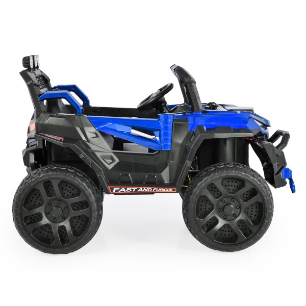 Masinuta Electrica pentru copii cu 4 Motoare, Moni Jeep ATV Albastru, Player muzical, 2 Viteze si Telecomanda, Varsta recomandata 3-6 Ani