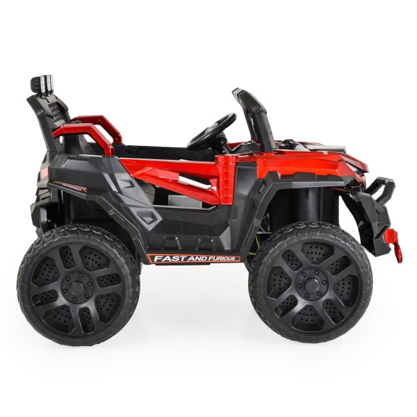 Masinuta Electrica pentru copii cu 4 Motoare, Moni Jeep ATV Rosu, Player muzical, 2 Viteze si Telecomanda, Varsta recomandata 3-6 Ani