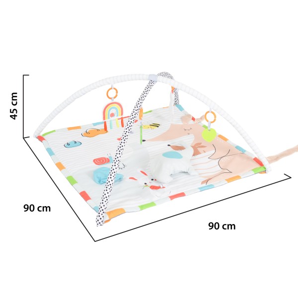 Saltea de gimnastica pentru Bebelusi, Konig Kids Multicolor, 3 pozitii de joc, Jucarii suspendate si bara detasabila, Varsta recomandata 0 luni +