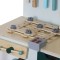 Bancă de lucru din lemn pentru copii 3–6 ani Moni Toys – Set educativ cu unelte, angrenaje și tablă de desen