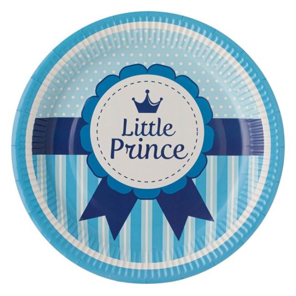 Set 6 Farfurii din carton de Petrecere, diametru 18cm, Little Prince Albastru