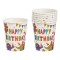 Set 6 Pahare din carton de Petrecere, 240 ml Happy Birthday Dinozaur multicolor