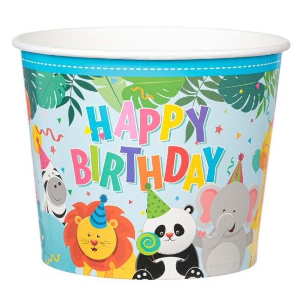 Galeata Snack de Petrecere din carton, Happy Birthday 1800 ml, Animale Multicolor