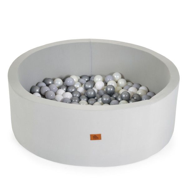 Piscină cu bile Moni Toys Grey pentru copii cu 200 bile colorate, fund moale și husă detașabilă, 12 luni+