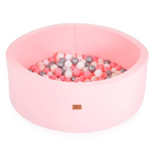 Piscină cu bile Moni Toys Pink pentru copii cu 200 bile colorate, fund moale și husă detașabilă, 12 luni+