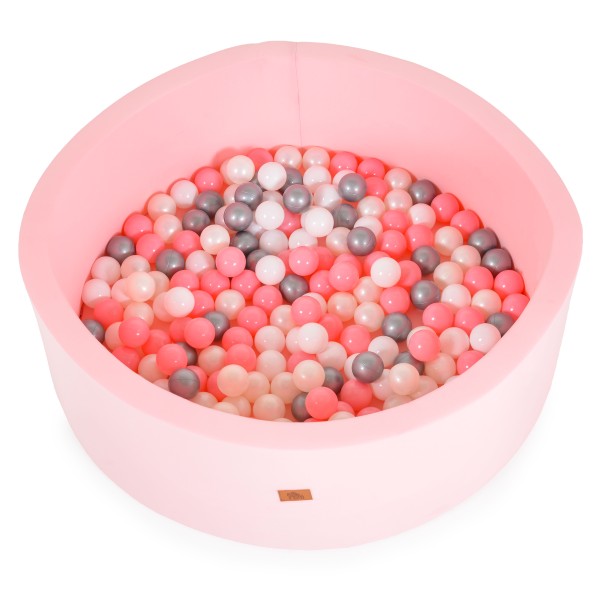 Piscină cu bile Moni Toys Pink pentru copii cu 200 bile colorate, fund moale și husă detașabilă, 12 luni+