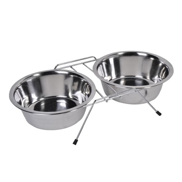 Set 2 boluri metalice 1600ml pentru caini si pisici din otel inoxidabil