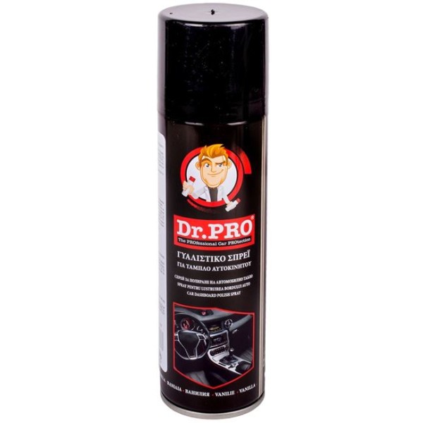 Spray pentru lustruirea si curatarea bordului Auto , Dr Pro , negru ,  cu aroma de vanilie 225ml