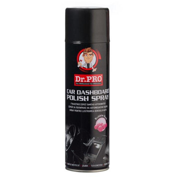 Spray pentru lustruirea bordului Auto , Dr Pro , Negru , cu aroma Bubble Gum , 500 ml 