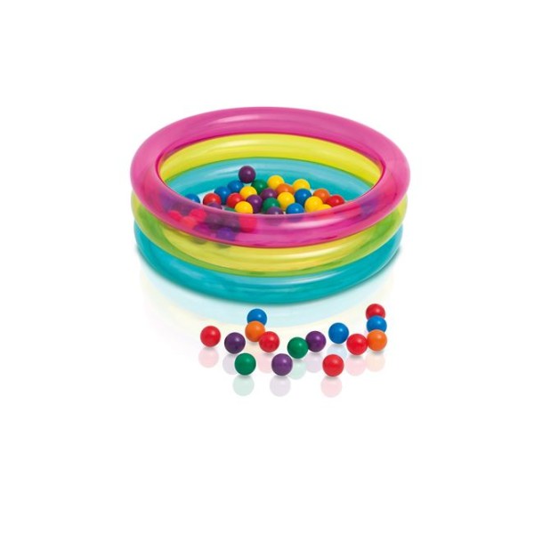 Piscina gonflabila si spatiu de joaca pentru copii, Mulicolor, include 50 mingi de joaca colorate, diametru 9 cm