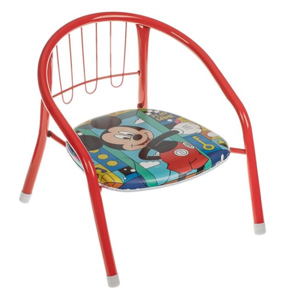 Scaun cu cadru metalic pentru copii, Mickey Rosu 36x35x36cm