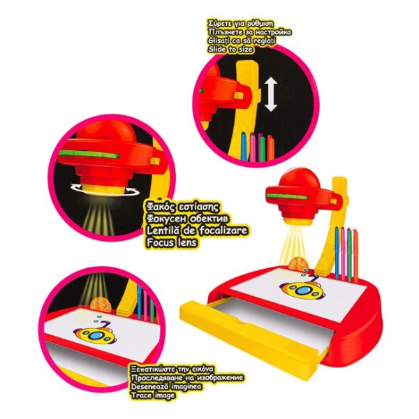Proiector desene pentru copii, include diapozitive si carioci cu apa