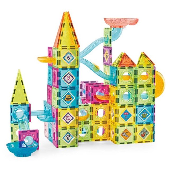 Set 139 forme magnetice colorate pentru copii, Magnetic Blocks, varsta recomandata 3 ani + 