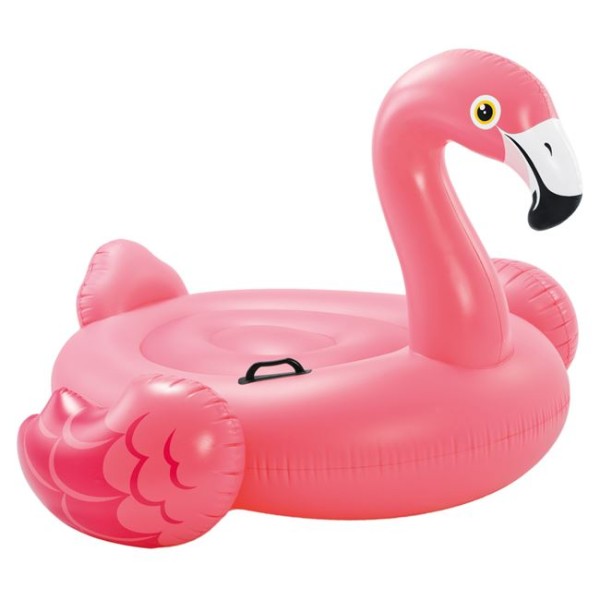 Saltea gonflabila Flamingo cu manere pentru copii, Intex Roz, dimensiune 1.42x1.37x0.97 m