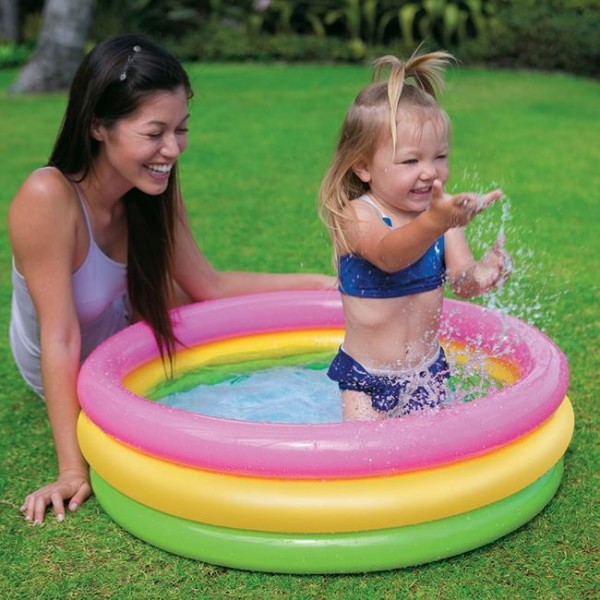 Piscina Gonflabila pentru copii, Intex Multicolor, Capacitate 56 litrii, Diametru 86 cm