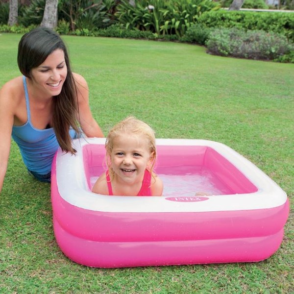 Piscina Gonflabila pentru copii, Intex Roz, Capacitate 57 litrii, Dimensiune 85x85x23 cm