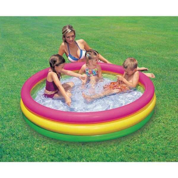 Piscina Gonflabila pentru copii, Intex Multicolor, Capacitate 131 litrii, Diametru 114 cm