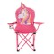 Scaun Pliabil de Plaja si Camping pentru fete, Suport de Pahar, Unicorn Roz, Geanta de Transport inclusa, Dimensiune 36x36x75 cm