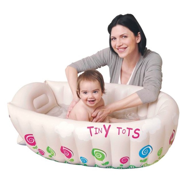 Piscina Cada Gonflabila pentru Bebelusi, Tiny Toots Bej, Varsta recomandata 0 - 12 Luni, Dimensiune 91x61x29 cm 