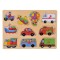 Puzzle din Lemn Copii cu Vehicule , 10 Piese, Multicolor, 22.5x30cm, Varsta 3+ Ani