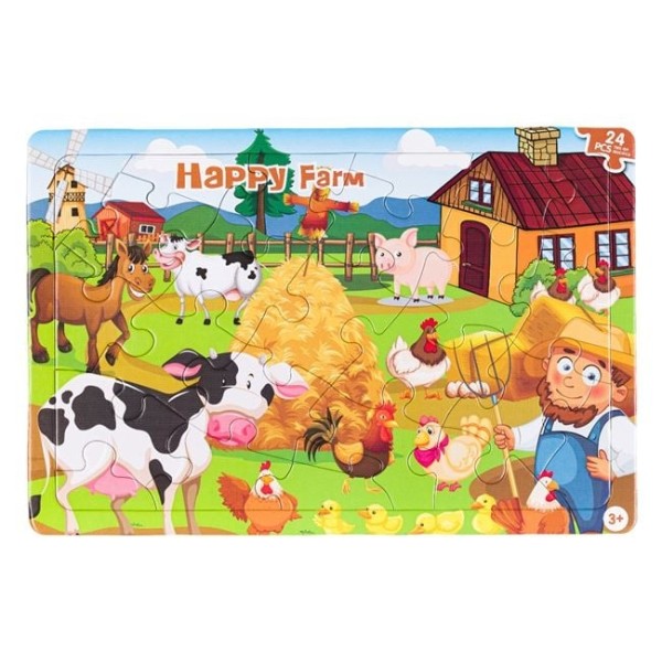 Puzzle copii Animale de la Ferma, 24 de piese, 42x28cm, 3 Ani +