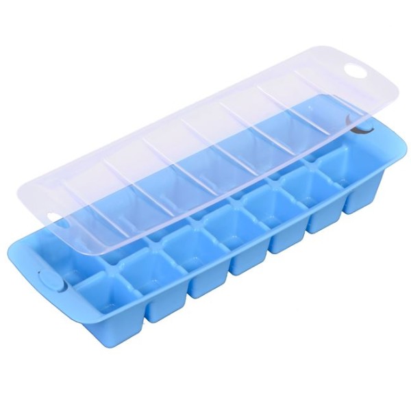 Cutie cu capac pentru 14 Cuburi de Gheata, Ice Cube Albastru, Dimensiune 30x14x5 cm