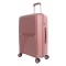 Troler de cabina Travel Roz, 4 roti duble rotative 360 grade si cifru de siguranta, capacitate 33 litrii