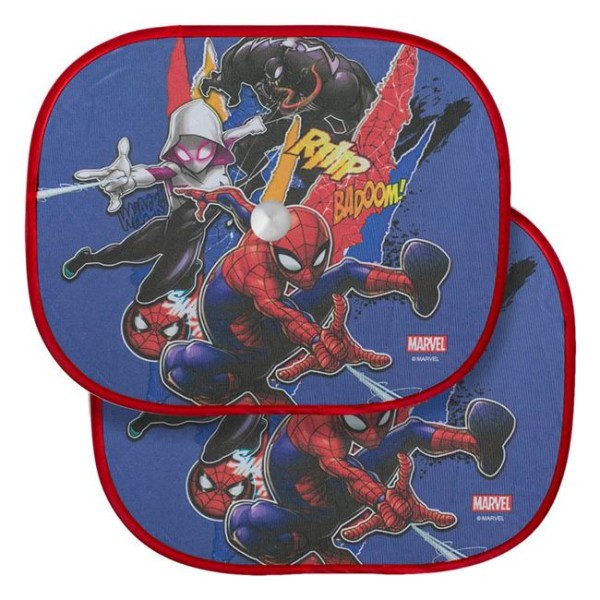 Set 2 Parasolare Auto Copii, Spiderman Multicolor, Dimensiune 44x36cm,Prindere Ventuze