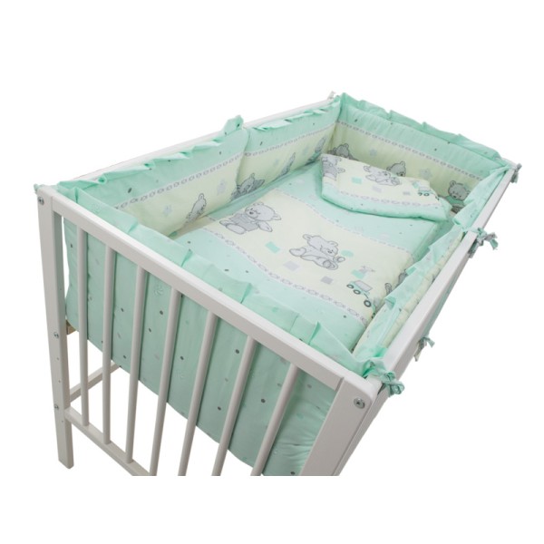 Lenjerie MyKids Teddy Toys Turquoise 4+1 Piese M2 140x70