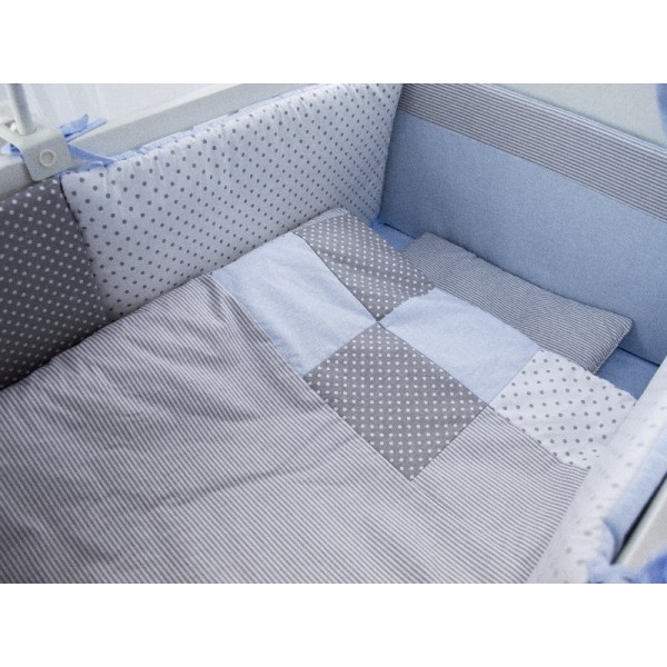 Lenjerie MyKids Dots Blue-Grey 11 Piese 120x60 cm