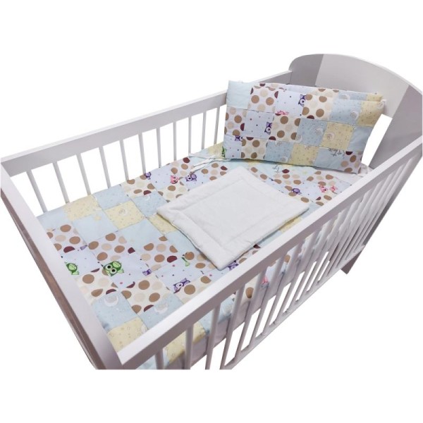 Lenjerie MyKids Mini Patratel Multicolor Buline Maro 4 Piese 120x60