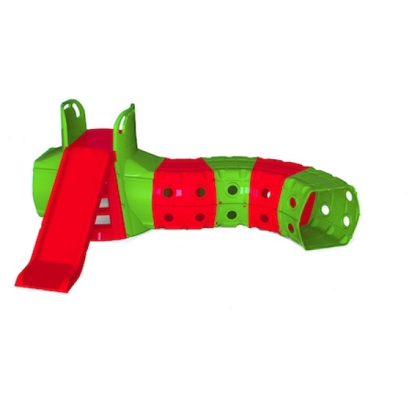 Tobogan cu tunel de joaca MyKids Verde-Rosu 01470/3