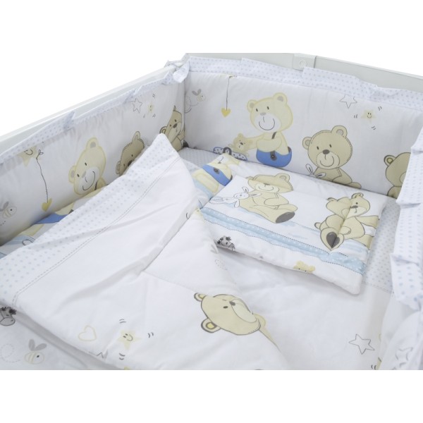 Lenjerie MyKids Teddy Play Blue M1 4 Piese 140x70