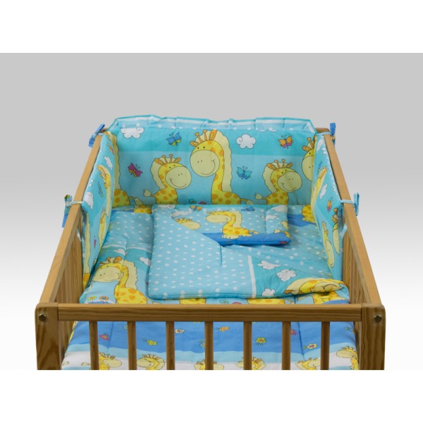 Lenjerie MyKids Happy Giraffe Albastru 5 Piese 120x60 cm